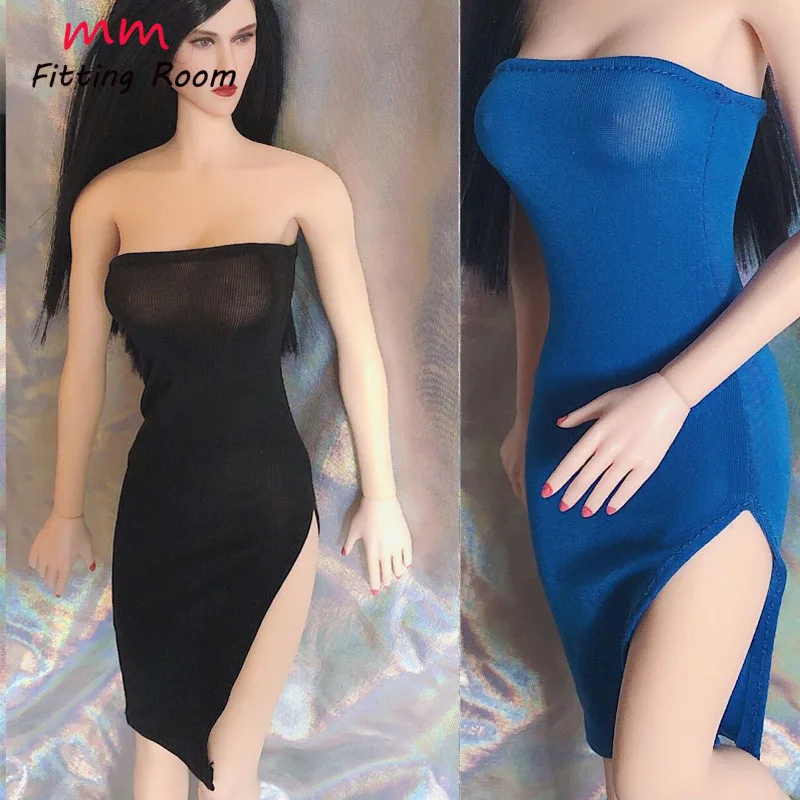 1/6 Scale female sexy clothes strapless slit dress fit 12'' TBLeague JIAOU DOLL action figure