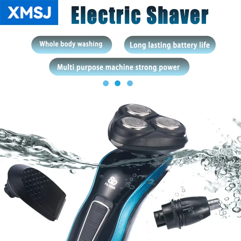 ماكينة حلاقة XMSJ للرجال 8d 3 في 1 قابلة للغسل وقابلة لإعادة الشحن ماكينة حلاقة اللحية رفيعة للغاية بثلاث شفرات رطبة وجافة لاسلكية قابلة لإعادة الشحن