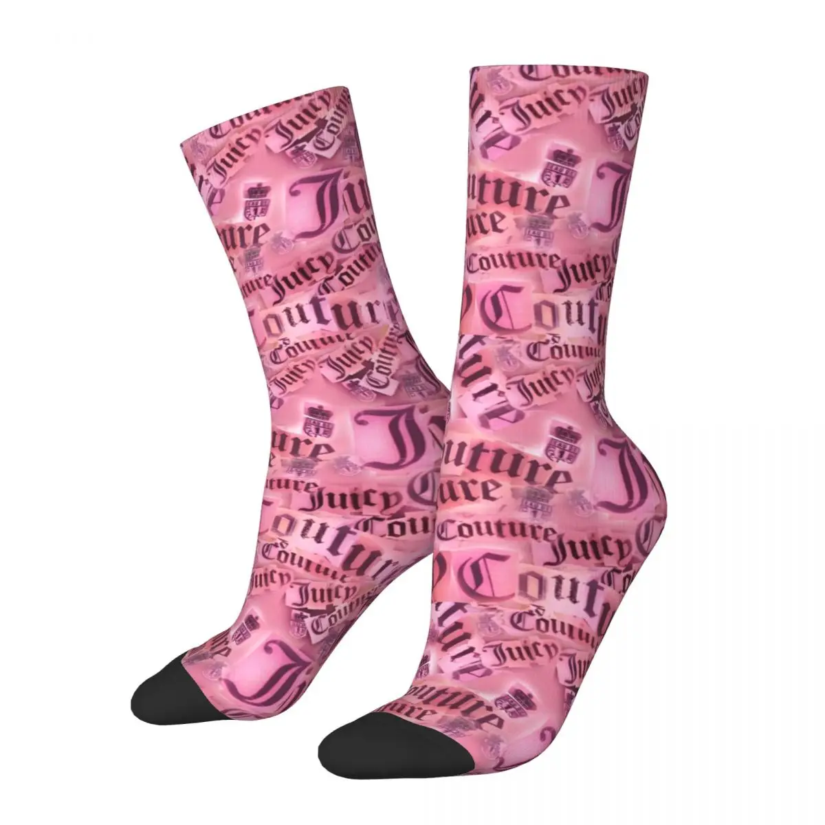 Autumn Winter Cool Unisex Juicys Pink Y2K JC Socks Coutures Non-slip Basketball Socks