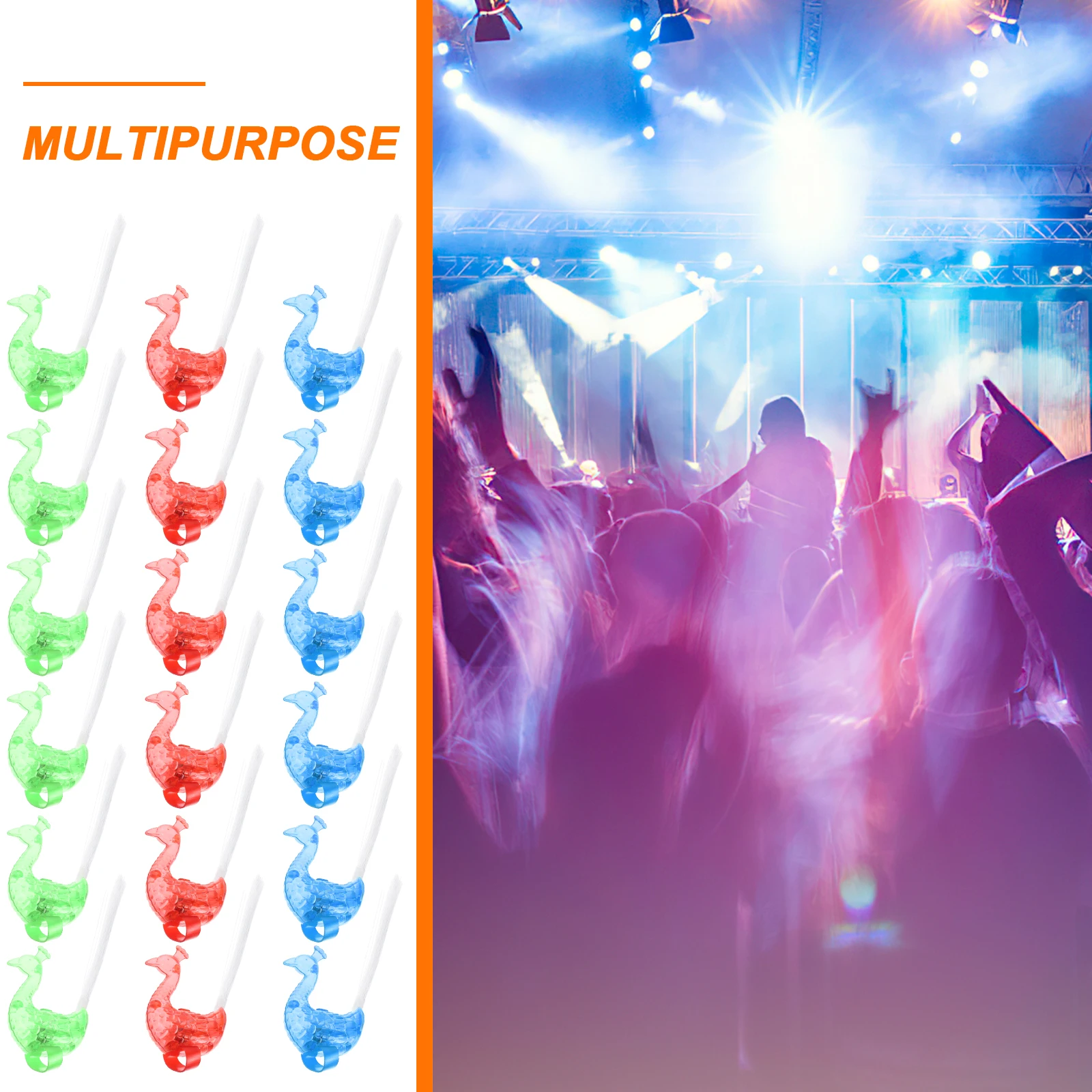 

24Pcs Colorful Peacock Themed Flashing Finger Lights Fiber Optic Night Party Supplies for Kids Adults Fiber Optic Lights