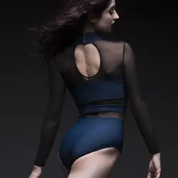 Dance Suit Leotard Spandex Nets Yoga Clothes Gymnastics Aerobic Long Sleeve Mesh Tops Ballet Practice Bodysuit Women Dancewear
