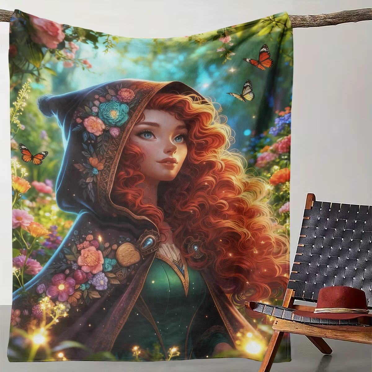 

1 Piece of Flower Realm Witch Butterfly Dance Forest Spirit Dreamy Blanket Suitable for Camping Living Rooms Offices Chairs Beds