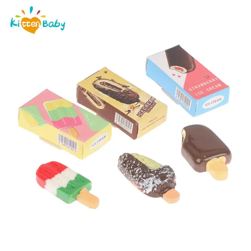 1-5pcs 1:12 Dollhouse Miniature Chocolate Ice Cream Popsicle Mini Ice Pop Food Modle for Pretend Play Kitchen Decor Toys