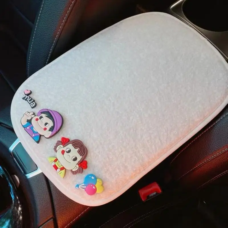 

Kawaii Cartoon Car Armrest Box Cushion Winter Warmth My Melody Cinnamoroll Car Center Table Decorative Mat Car Accessories Gifts