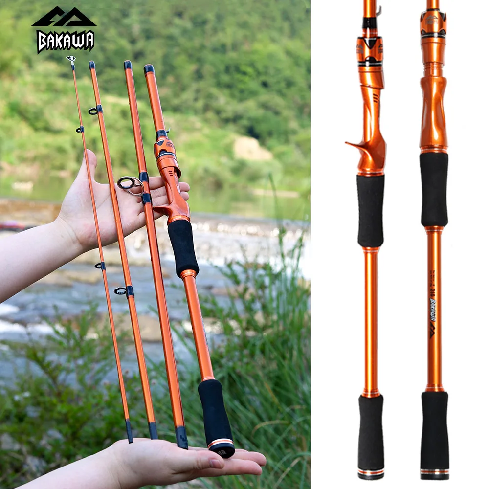 BAKAWA Casting Spinning Fishing Rod 2.1m 1.8M UltraLight Lure Feeder Pole 4 Section With EVA Handle Baitcasting Fishing Rods