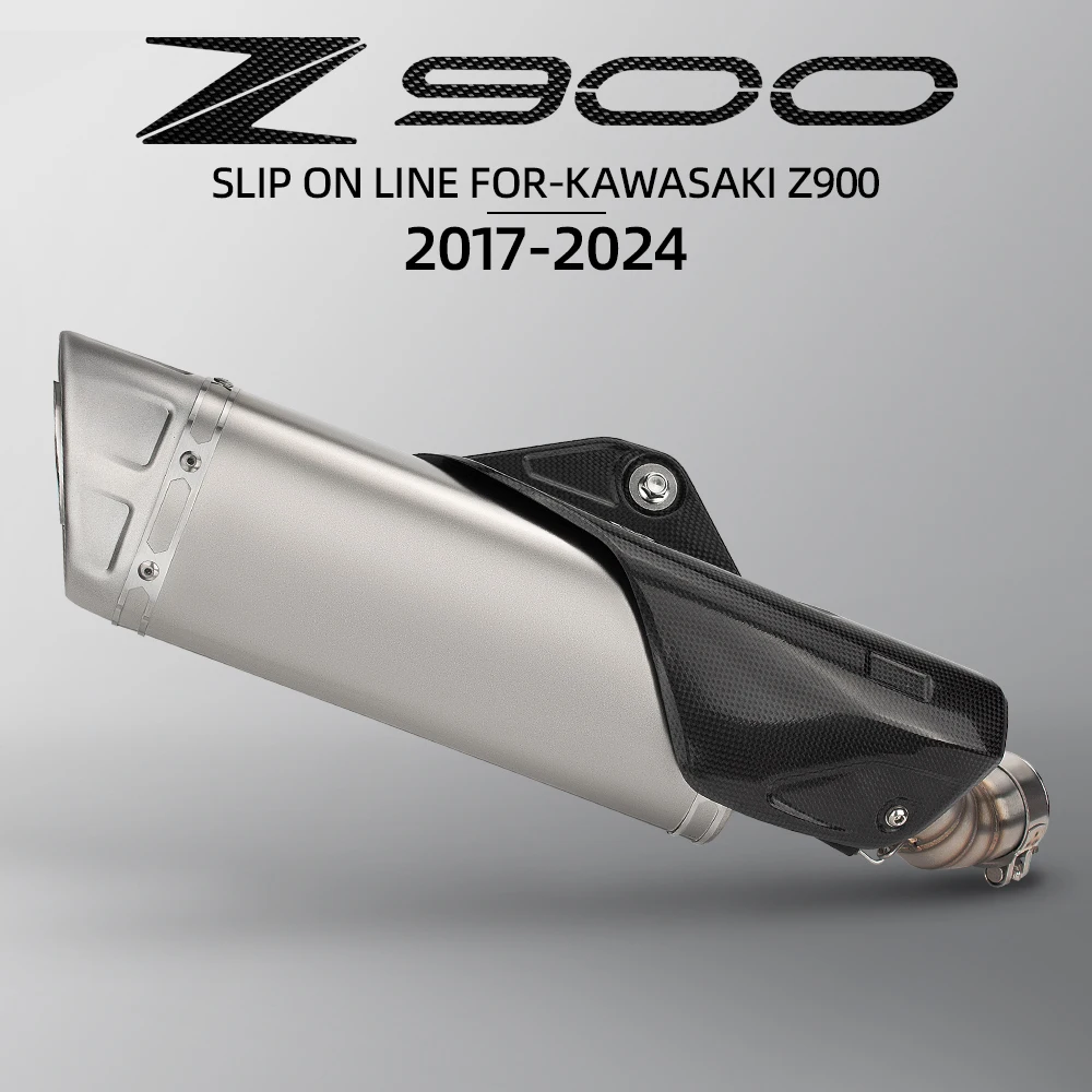 

Motorcycle Exhaust Middle Tail Link Pipe Carbon Cover Muffler with DB Killer Connect Original Slip On For Kawasaki Z900