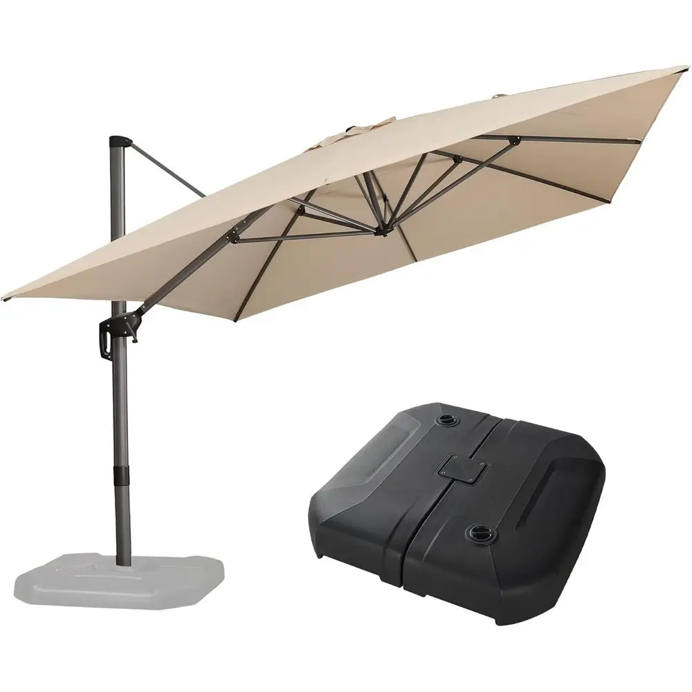 

10' x 13' Outdoor Patio Umbrella with 360-Degree Rotation, Beige