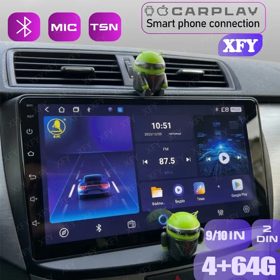 

Универсальная автомобильная магнитола XFY 2Din с Android Auto, CarPlay, Android 14, 4G, GPS, Wi-Fi, Bluetooth, IPS-экраном 9/10 дюймов, мультимедийный проигрыватель для авто
