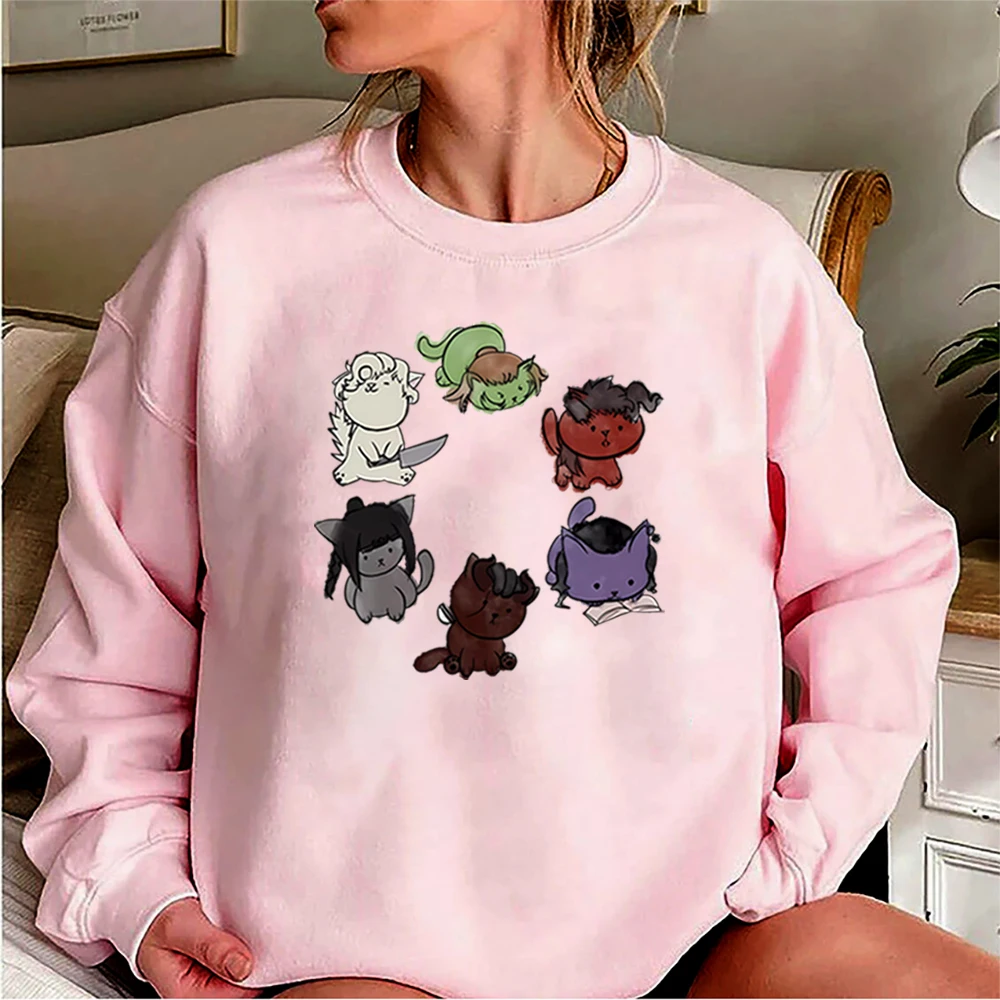 Baldurs Gate3 Sweatshirt Baldurs Gate Character Hoodie Cat Lover Cute Cat Mom Sweater Funny Game Crewneck Sweatshirts Fans Tops