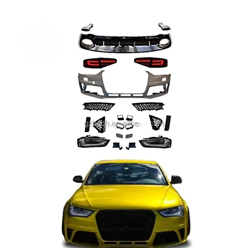 

A4 to RS4 Body Kit for 2013+ A4 B8.5 Facelift RS4 Car Accessories Front Bumper Car Grill Taillights Diffuser Tips A4 Headlights