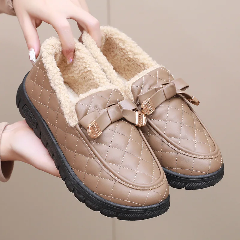 Women’s  Fashion Non-slip Flat Shoes Casual Soft Lightweight Loafers Plugging Thickening Comfortable Warm Shoes for Winter