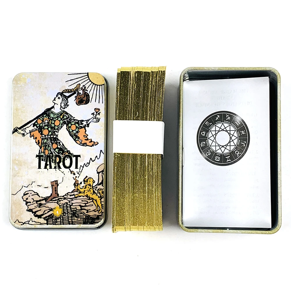

Metal Box Gilded Tarot Cards High Quality Tarot Deck Prediction Divination Board Games,Family Gathering Board Playing Game
