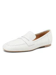 NEW 2025 Split Leather Women Flat Loafers Spring Autumn Lady Beige Black Round Toe Flats Elegant Oversizes Splicing Flat Shoes