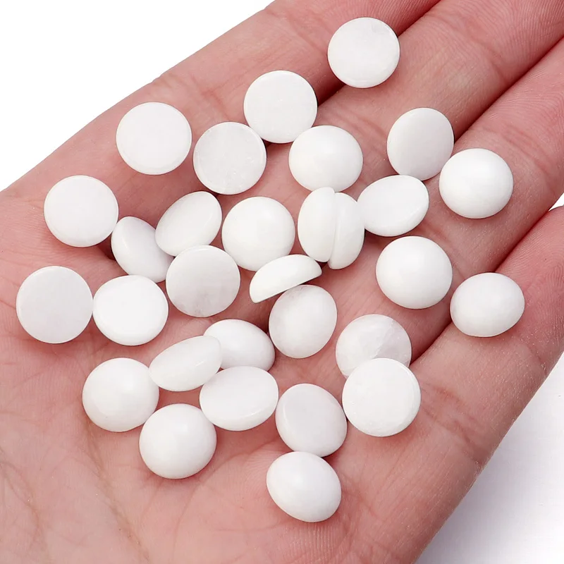 Dc 5-10pcs/lot White Jade Natural Stone Cabochons 4/6/8/10/12mm For Diy Ring Earring Necklace Making Jewelry Findings