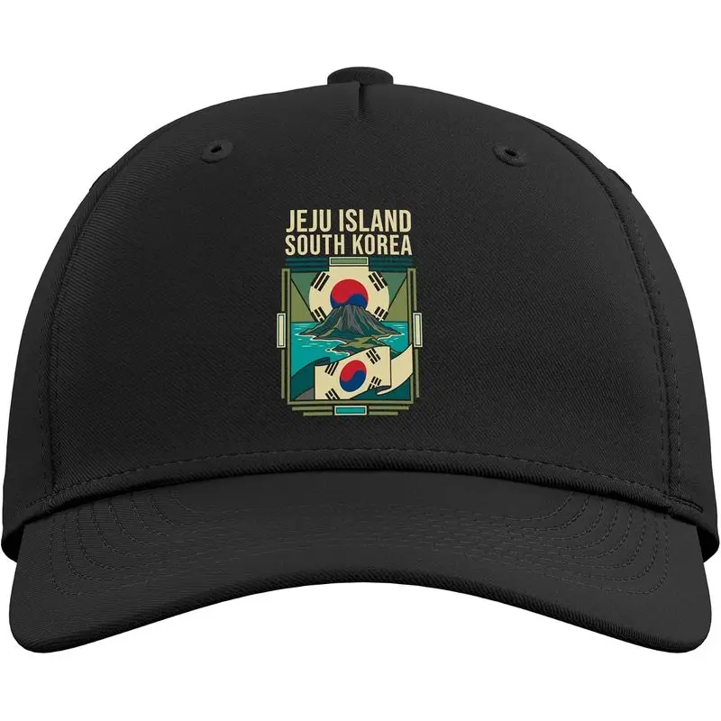 Jeju Island South Korea Flag Hallasan Vintage Art Adjustable Baseball Hat