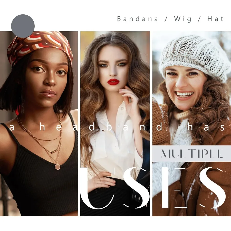 عصابة رأس بمقبض شعر مستعار لحفظ الشعر المستعار في مكان بلون أسمر، قطعتين مثالية للارتداء اليومي، آمنة ومضادة للانزلاق، مريحة ومثالية للشعر