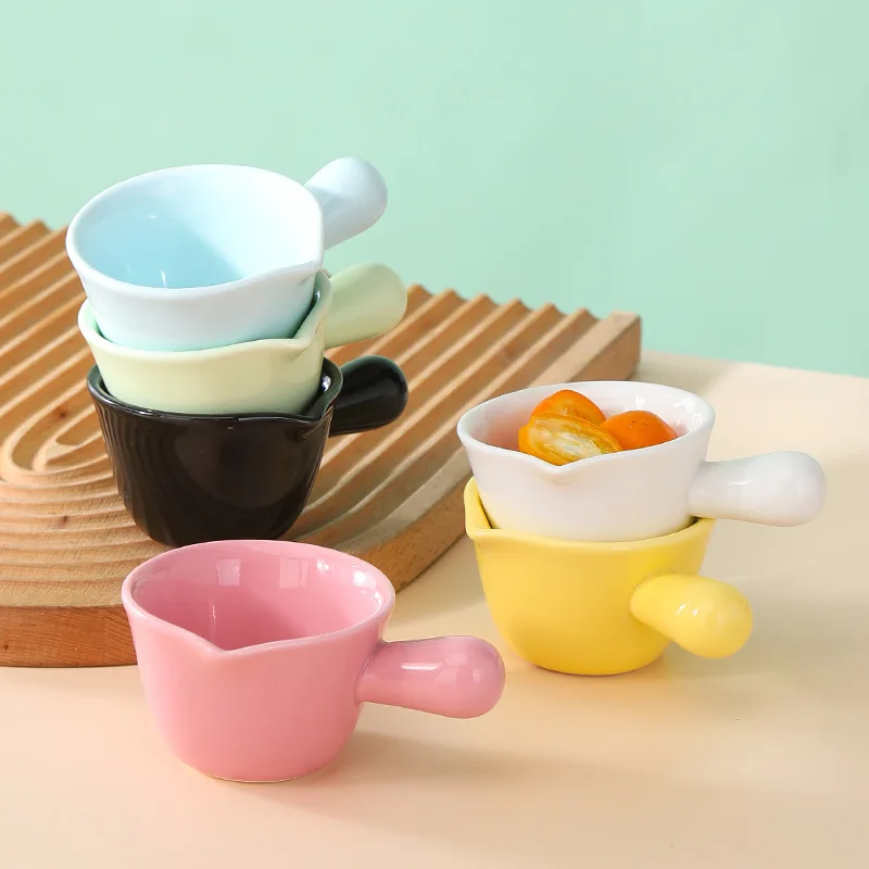 

Креативная керамическая тарелка с ручкой, мини-горшок для молока, миска для соуса, чашка для крема с ручкой, блюдо для приправ