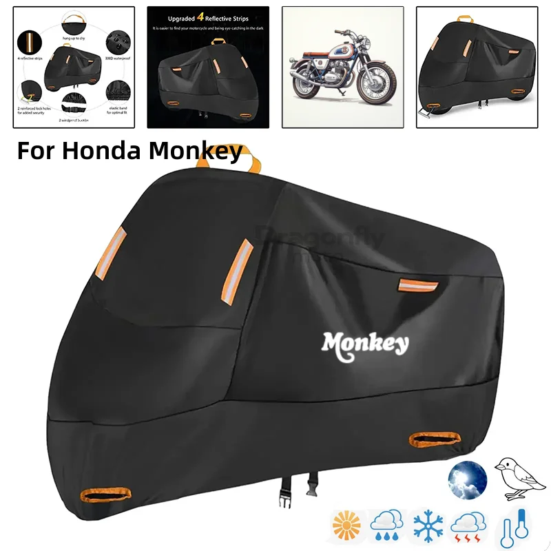 Monkey Logo Motorcycle Cover Waterproof Outdoor Scooter UV Protector Rain Cover Monkey Logo For Honda Z-125 Z125 Z 125