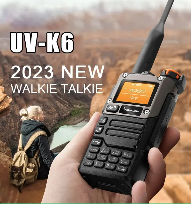 Quan sheng UV-K6 walkie talkie 5w air band radio tyep c ladung uhf vhf dtmf fm scrambler noaa drahtlose frequenz zwei wege cb radio