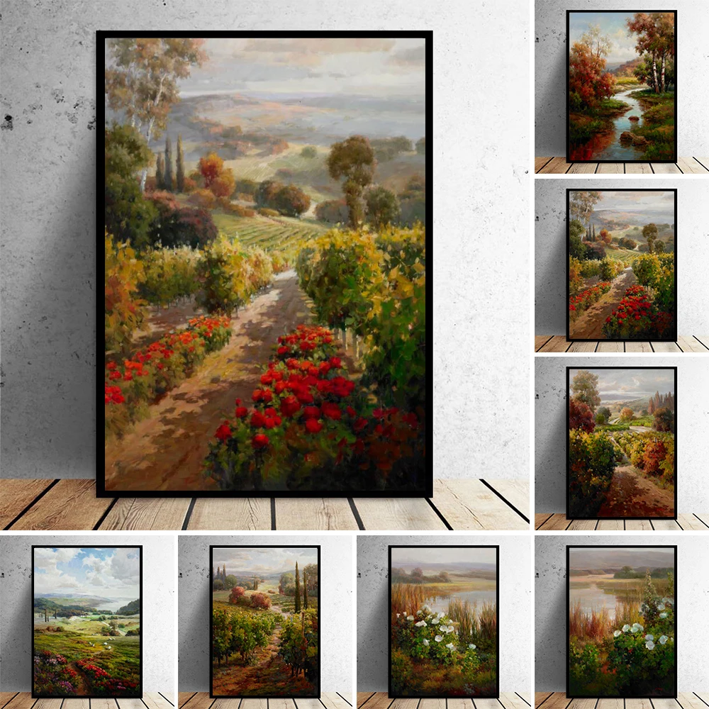 A3 A4 Canvas Painting Classic Europe Natural Idyllic Forest Landscape Picture Vintage Home Wall Art Decorative Poster and Prints