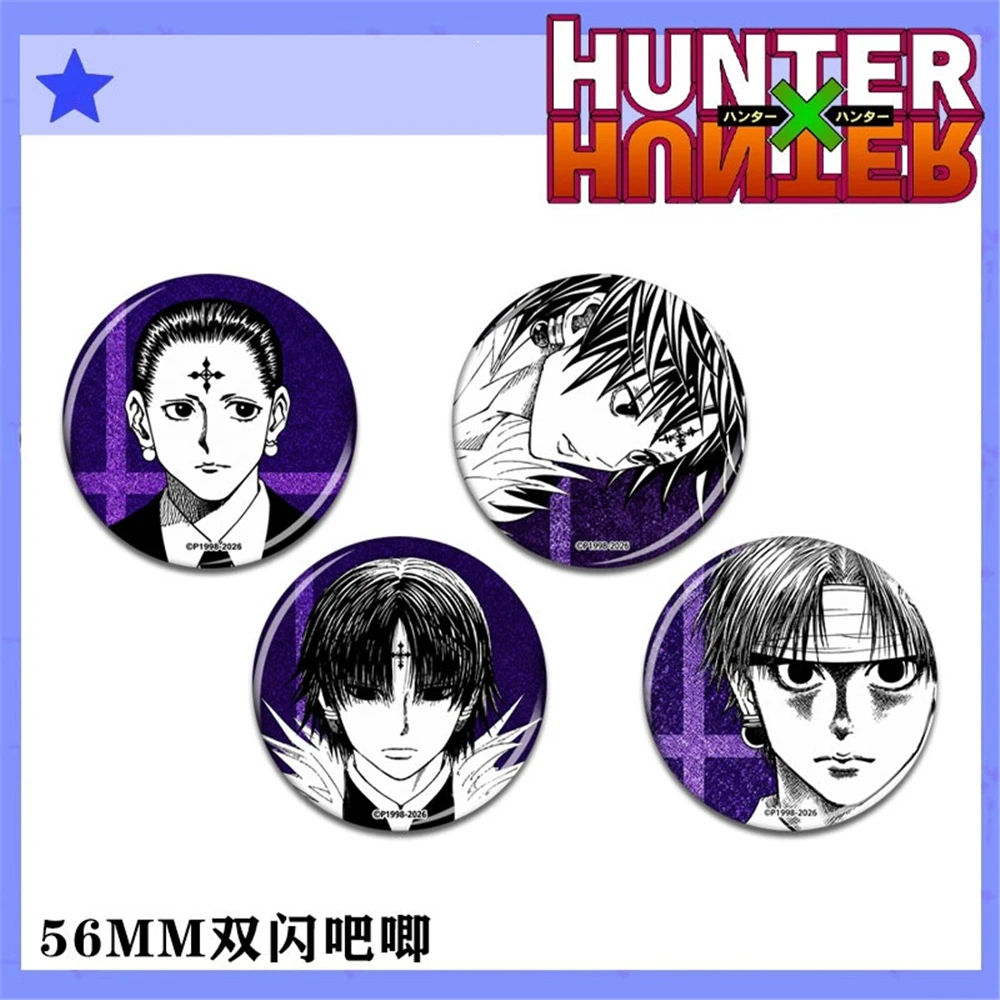 58mm Anime HUNTER×HUNTER Hyskoa Morroh Illumi Zoldyck‌ Chrollo Lucilfer Cosplay COSTUME Badge Pin SPTE Tinplate Brooch﻿ Gift