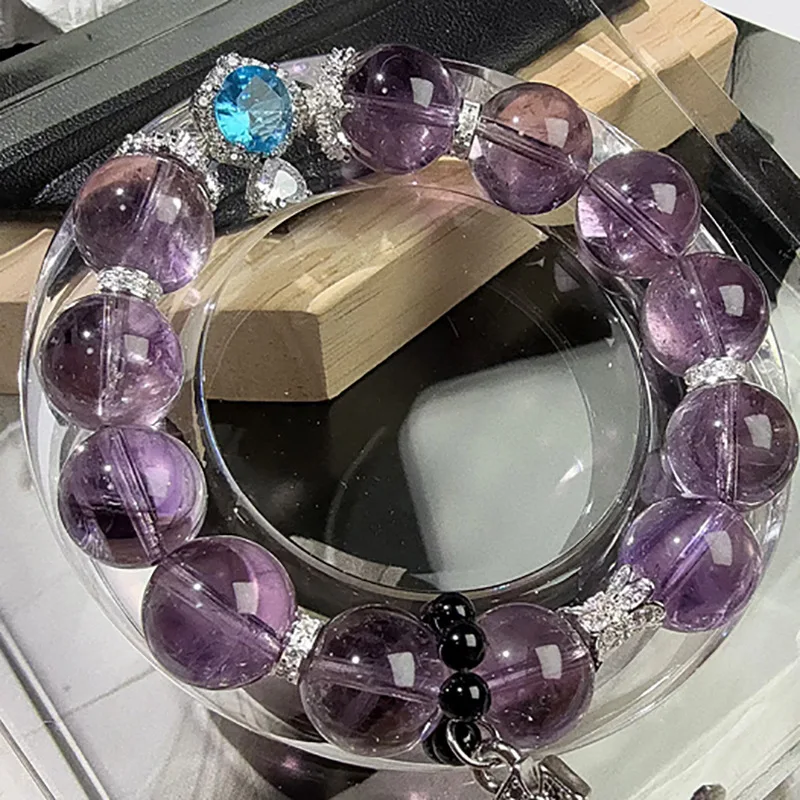 Amethyst Rabbit Hair Bracelet Purple Flower Planet Best Friend Girlfriend