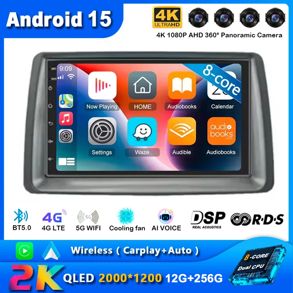 أندرويد 15 راديو السيارة لشركة فيات باندا 2003 - 2012 2 Din مشغل وسائط متعددة رئيس وحدة الملاحة Autoradio Carplay السيارات ستيريو السيارة #1