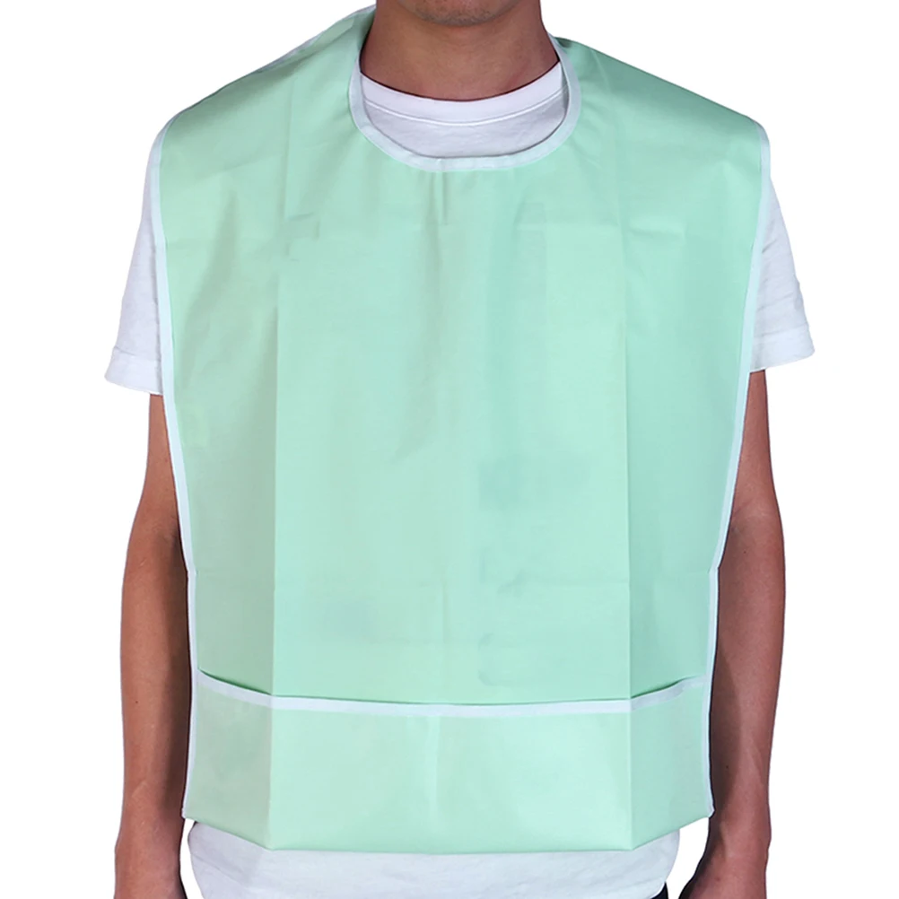 

2pcs Waterproof Bibs for Adults PVC Material Washable Reusable Clothing Protector with Catch Apron Bibs
