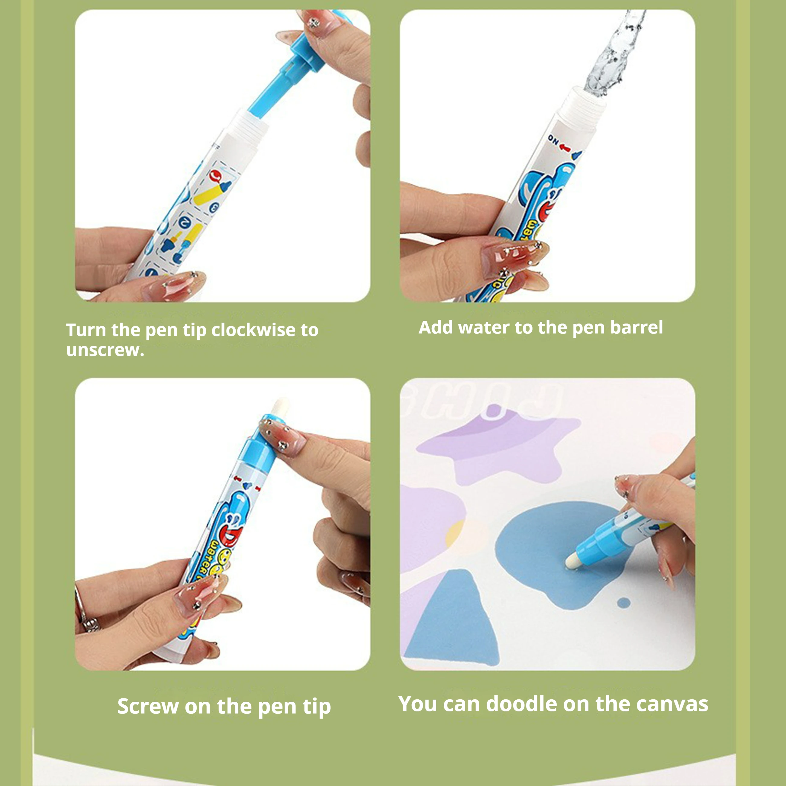 100x80 CM Magia Acqua Disegno Zerbino Colorazione Doodle con Penne Magiche Riutilizzabili Montessori Bordo di Pittura Giocattoli Educativi Regali Per Bambini