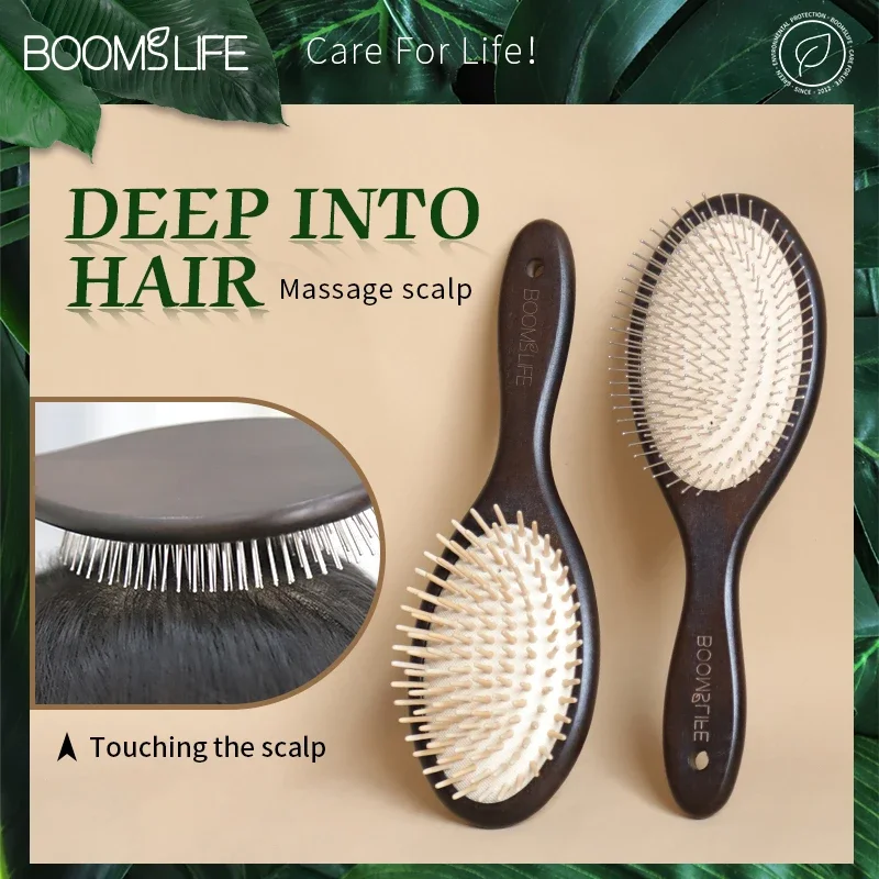 

Detangling Hair Brush Women Massage Wooden Comb HairBrush Cushion Prevent Hair Loss Scalp Brush Hair Combs Barber Accessories