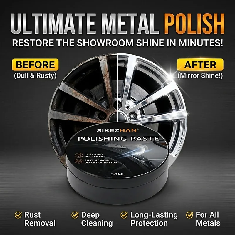 Car Metal Wheel Hub Polishing Wax, Universal Rust Scratch Remover Cream, Remove Oxidation & Restore High Shine for Aluminum