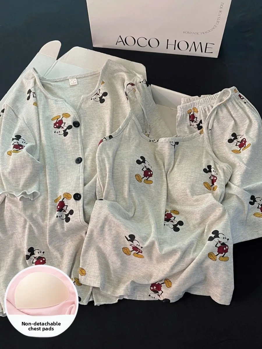 

Женский летний комплект домашней одежды из модала с тонкими бретелями и накладкой на грудь, крутой комплект из футболки Miey большого размера, брюки ort