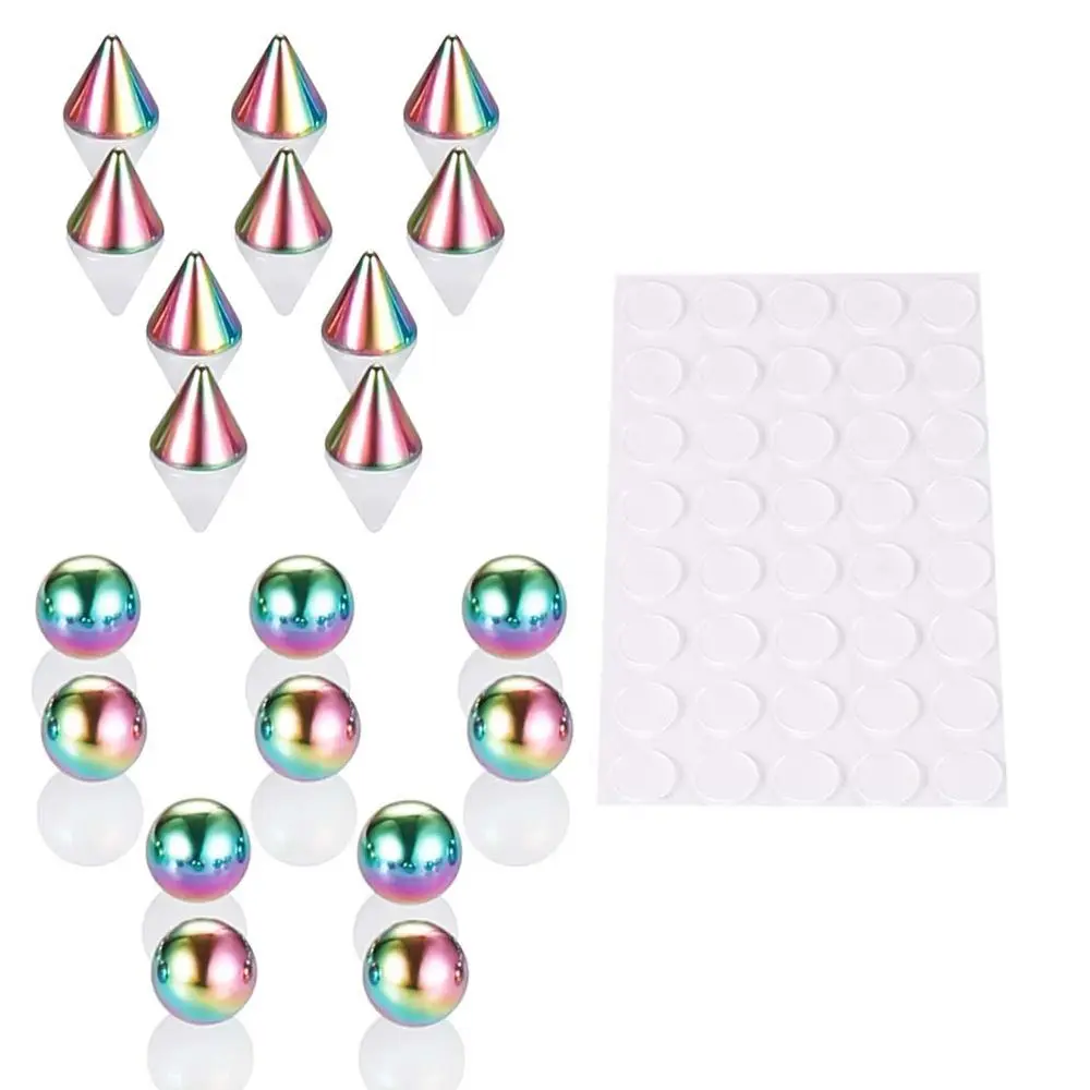 Joyería Punk de Acero Inoxidable para Hombre: Pendientes con Adhesivo, Anillo de Nariz de Bola, Piercing Falso para Labio y Ceja (Set sin Perforación)