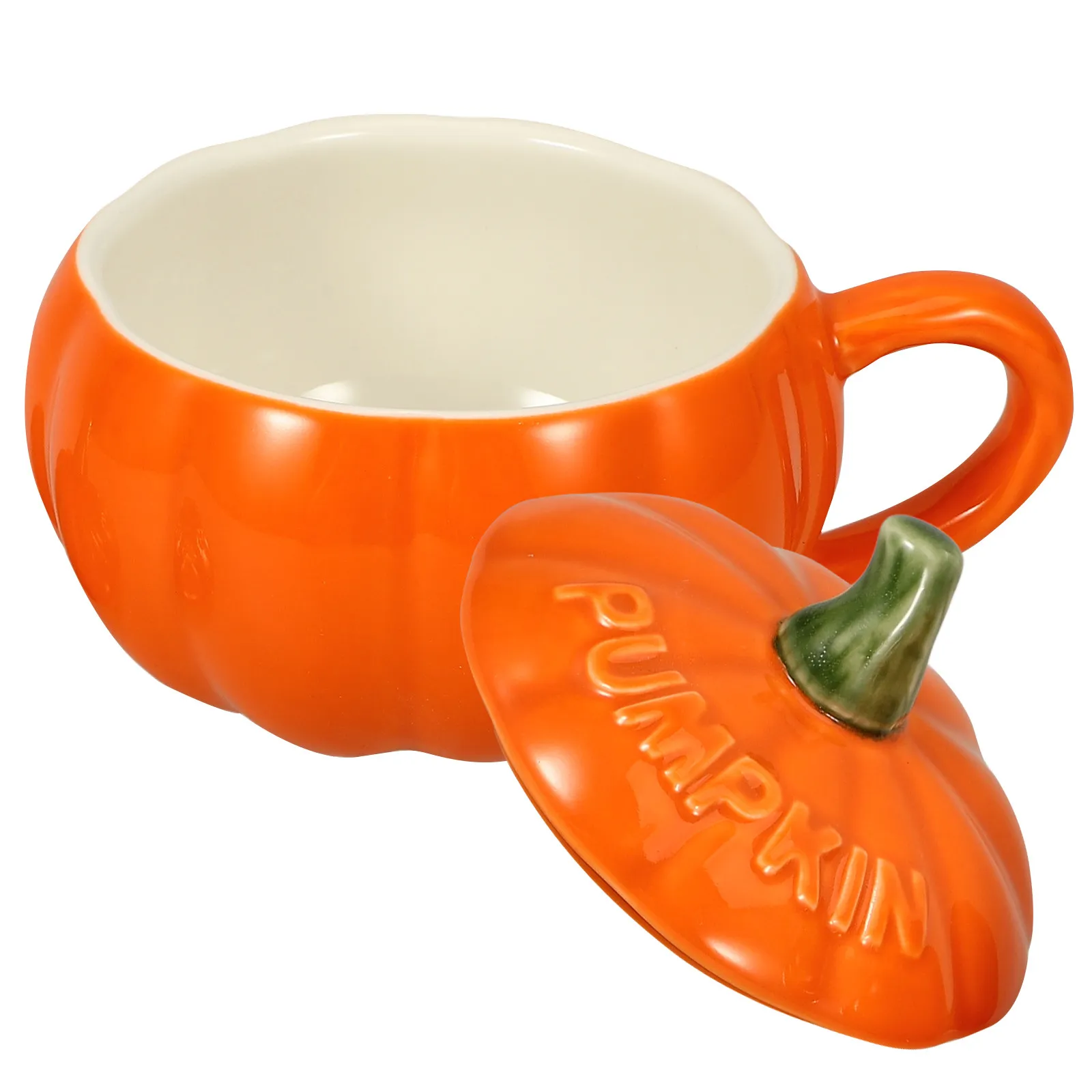 

Ceramic Pumpkin Shape Cup Exquisite Lidded Mug Versatile for Coffee Tea Hot Chocolate Juice Ice Cream Breakfast Desktop Gift