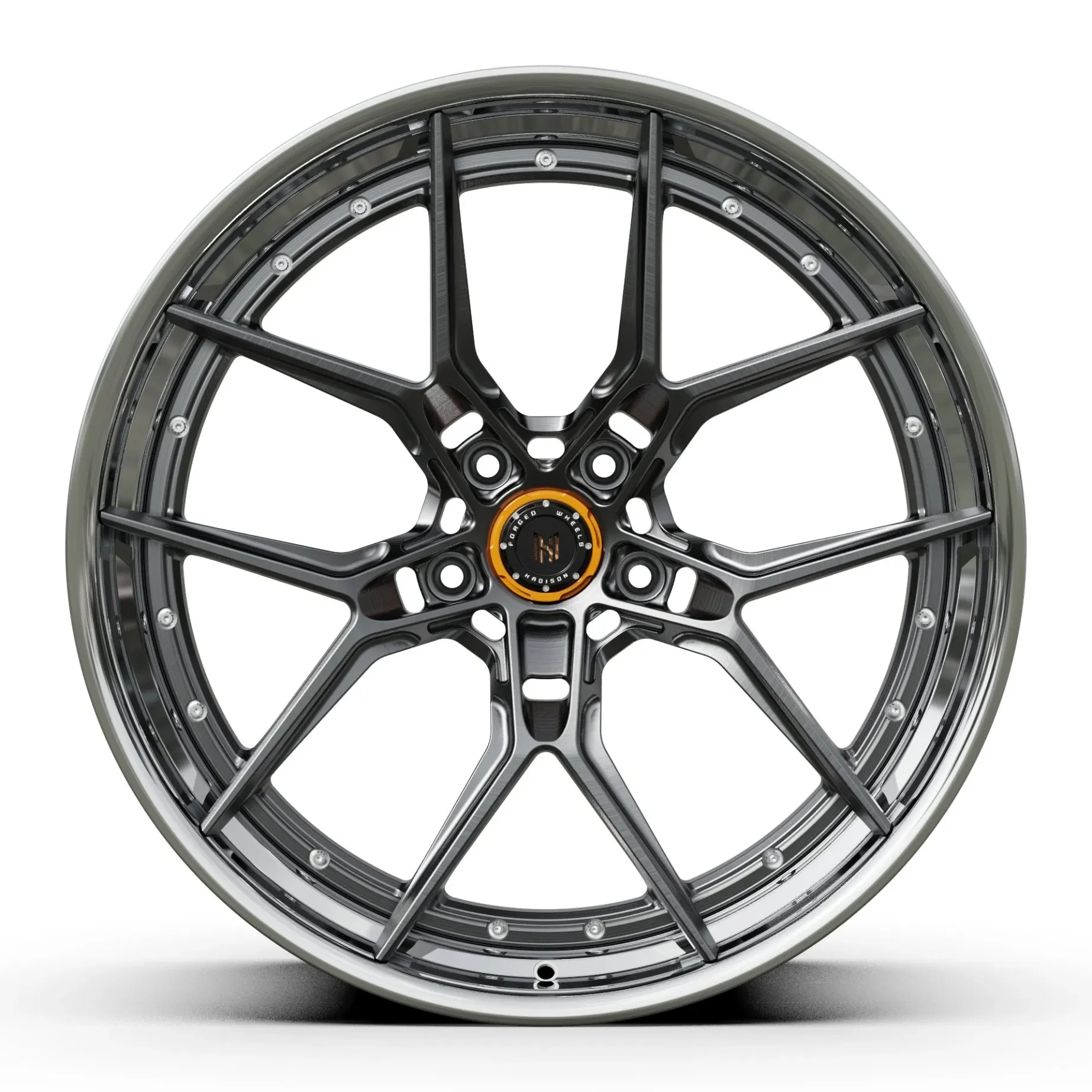 

Hadison HD2p1040 Custom 2-Piece Polished Black Lip Matte Black Center 2PCS Forged Alloy Wheel Rim 18"-24" Inch Design