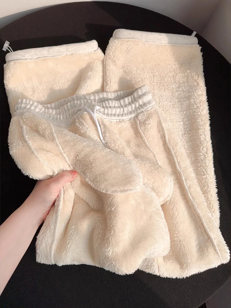 

Ay Fce Lined Thi Спортивные штаны Мужские зимние эластичные спортивные брюки с манжетами Свободные драпированные повседневные широкие брюки с высокой талией Прямые брюки