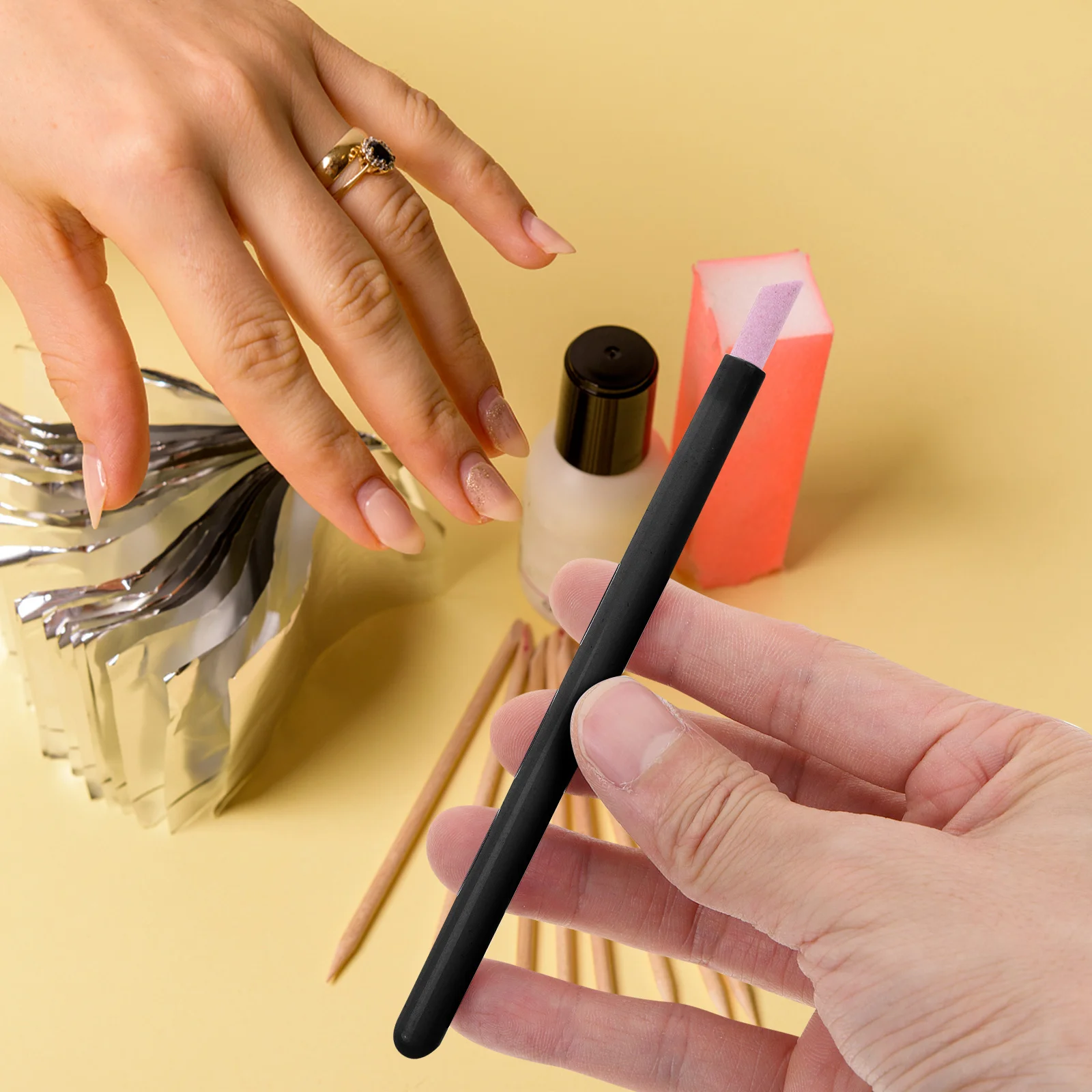 

5pcs Polishing Pen Plastic Manicure Tool For Cuticle Removal Nail Art Engraving Durable Portable Nail Beauty Device