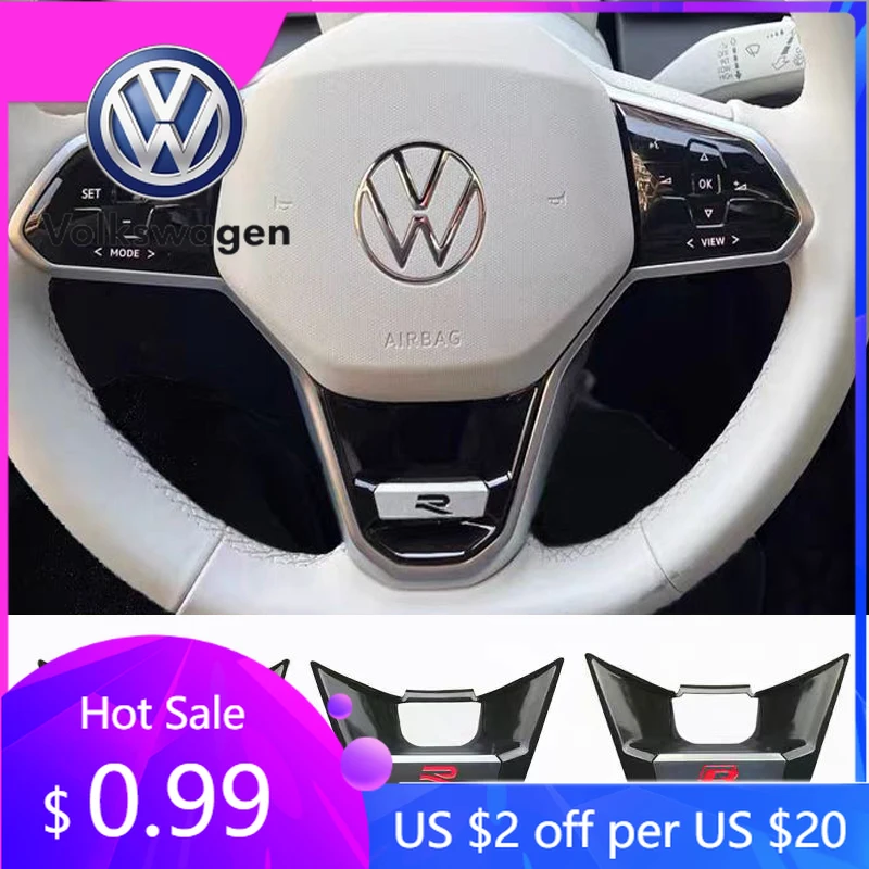 

Spoilers Wings Car Decoration Accessories Steering Wheel Logo Cover Trim Sticker For VW GTI R Line Polo Golf Passat Scirocco Tig