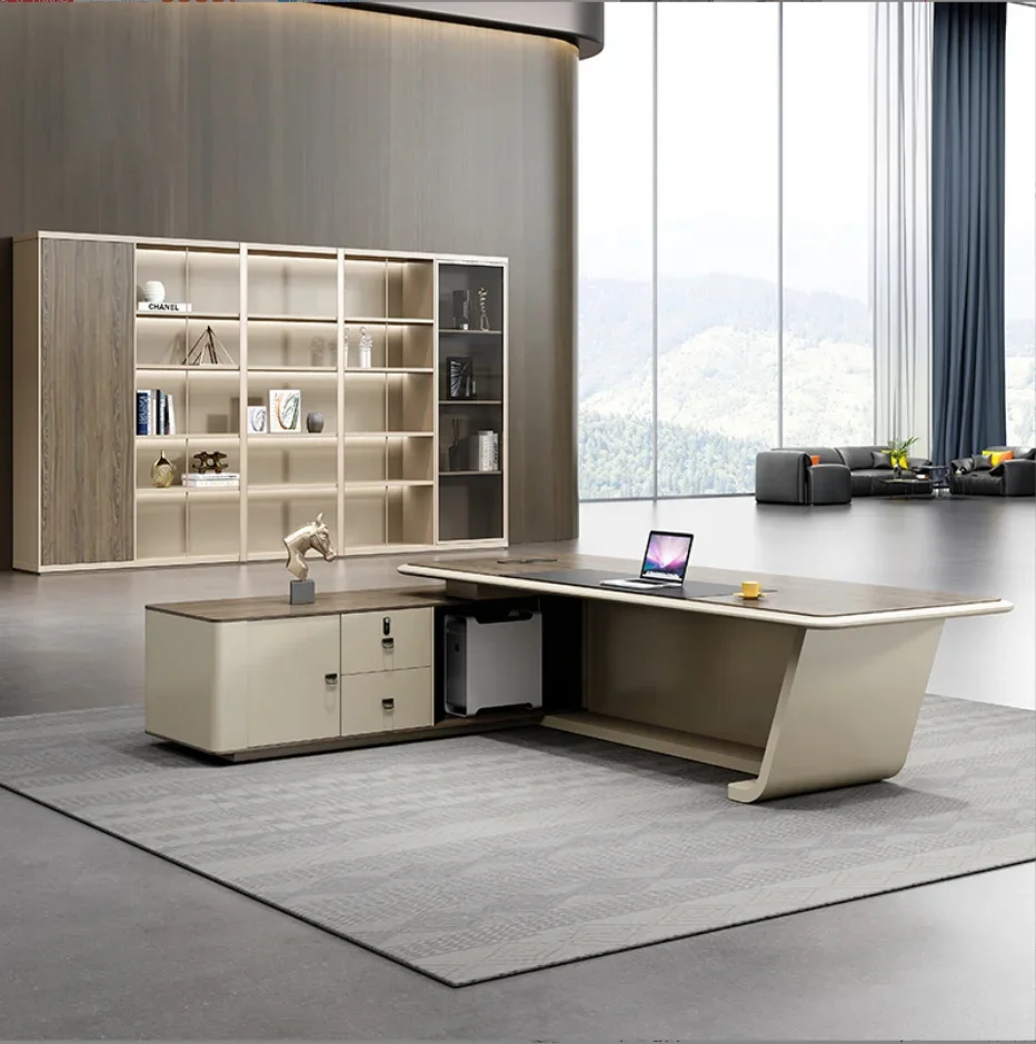 2026 Simple and modern executive desk manager table light luxury paint high-end office president office desk chair