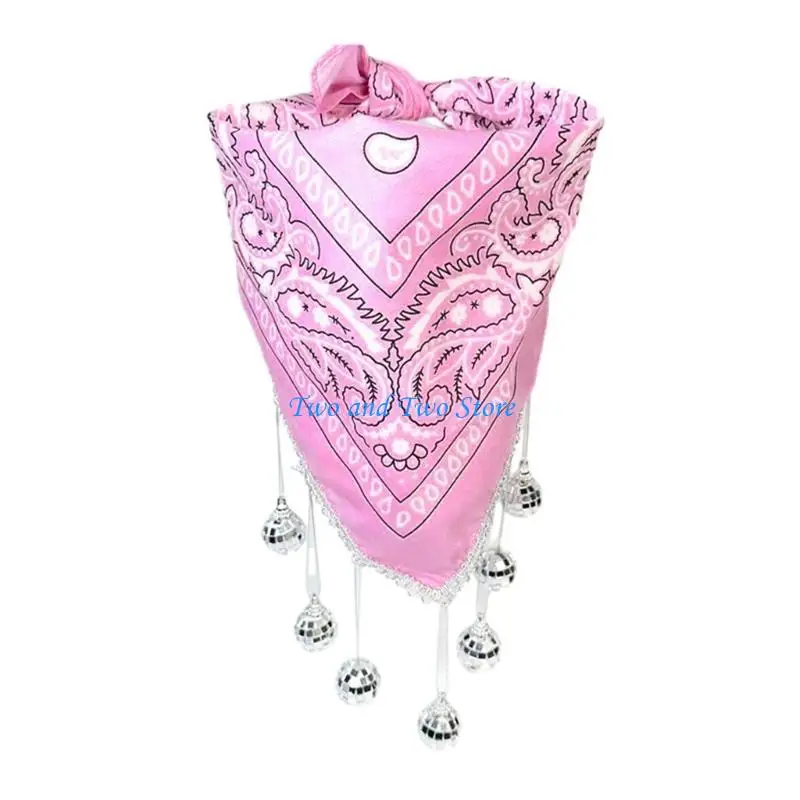 HX6F Western Cowboy Bandanas Women Party Fringed Shawl Fashion Costume Accessories