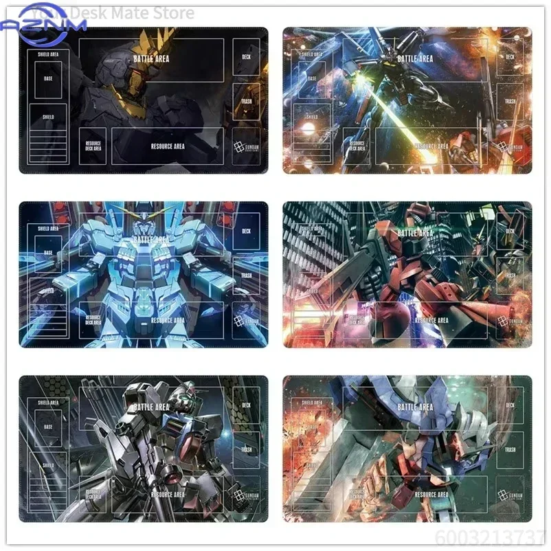 Anime Blue Mecha TCG Battle Zone Print Mouse Pad, Rubber Non-Slip Base, Smooth Surface for Card Gaming and Desktop Computer Use