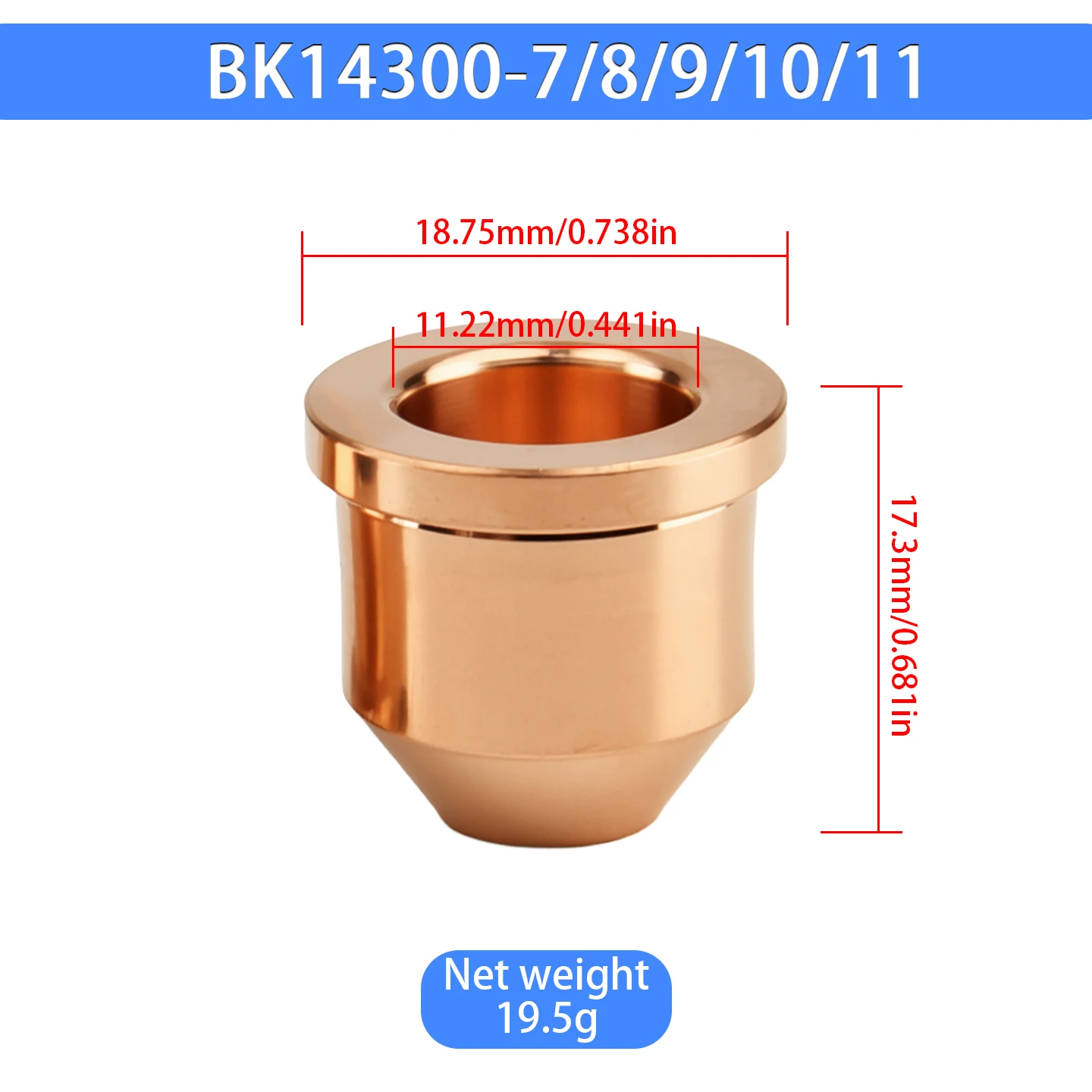 Lincoln 125A plasma welding and cutting equipment accessories, cutting torch accessories nozzle BK14300-7/8/9/10/11, total 10 pieces