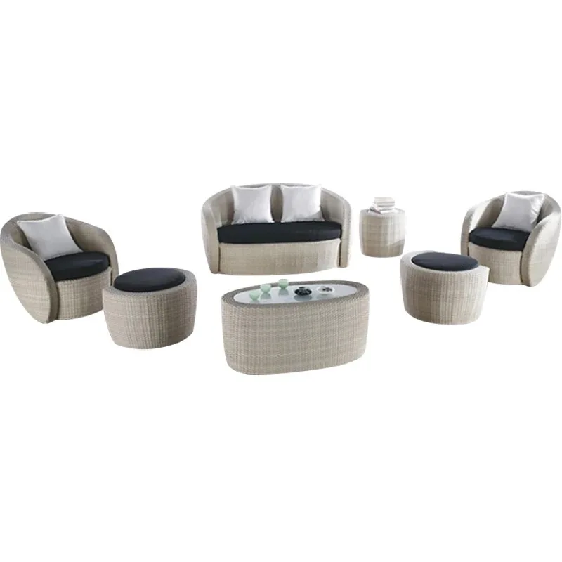 

Custom-made outdoor sofa rattan woven tables and chairs outdoor garden balcony small sunshine coffee table courtyard leisure