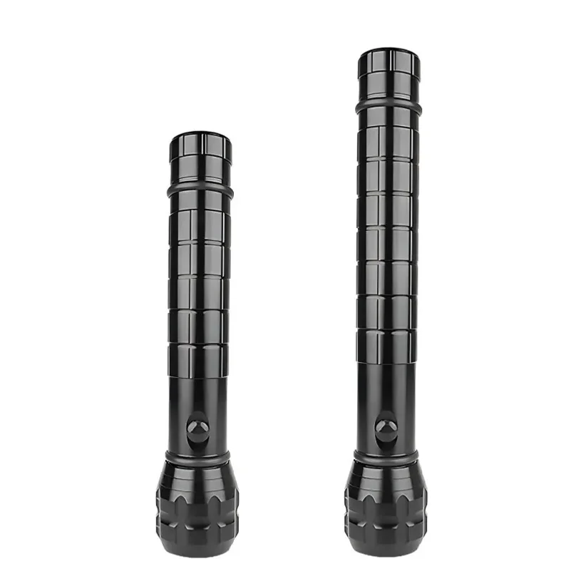 Police Security Flashlight Heavy Duty Torch Lamp Matt Black D Size Battery Powered Zoom Light Photographic Lantern 2D/3D