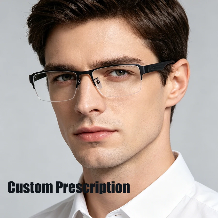 

Men's Custom Prescription Glasses Multi-Focal Progressive Photochromic Anti-Blue Light Myopia Hyperopia Reading Glasses 16009