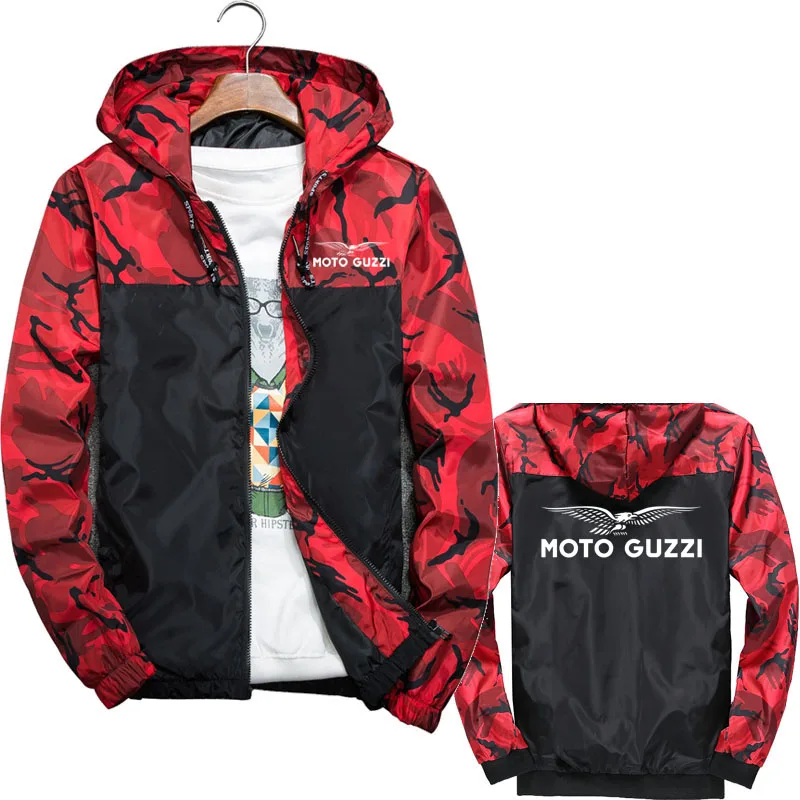 2024 New travel men's jacket Outdoor sportswear moto guzzi printed High quality Harajuku Pop Spring and Autumn Hooded jacket