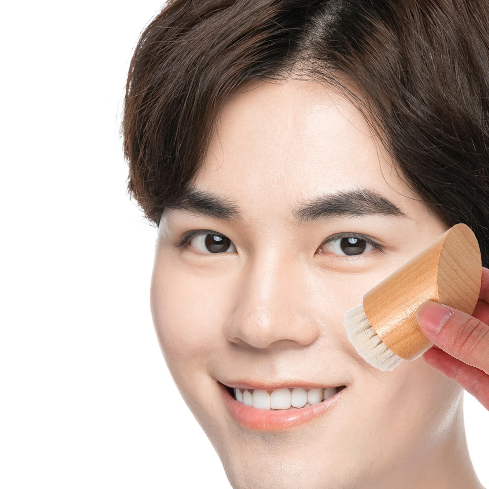 Gezichtsreinigingsborstel Natuurlijk Houten Handvat Geitenhaar Haren Schuin Ontwerp voor Diepe Porie Peeling Gevoelige Huidverzorging Tool