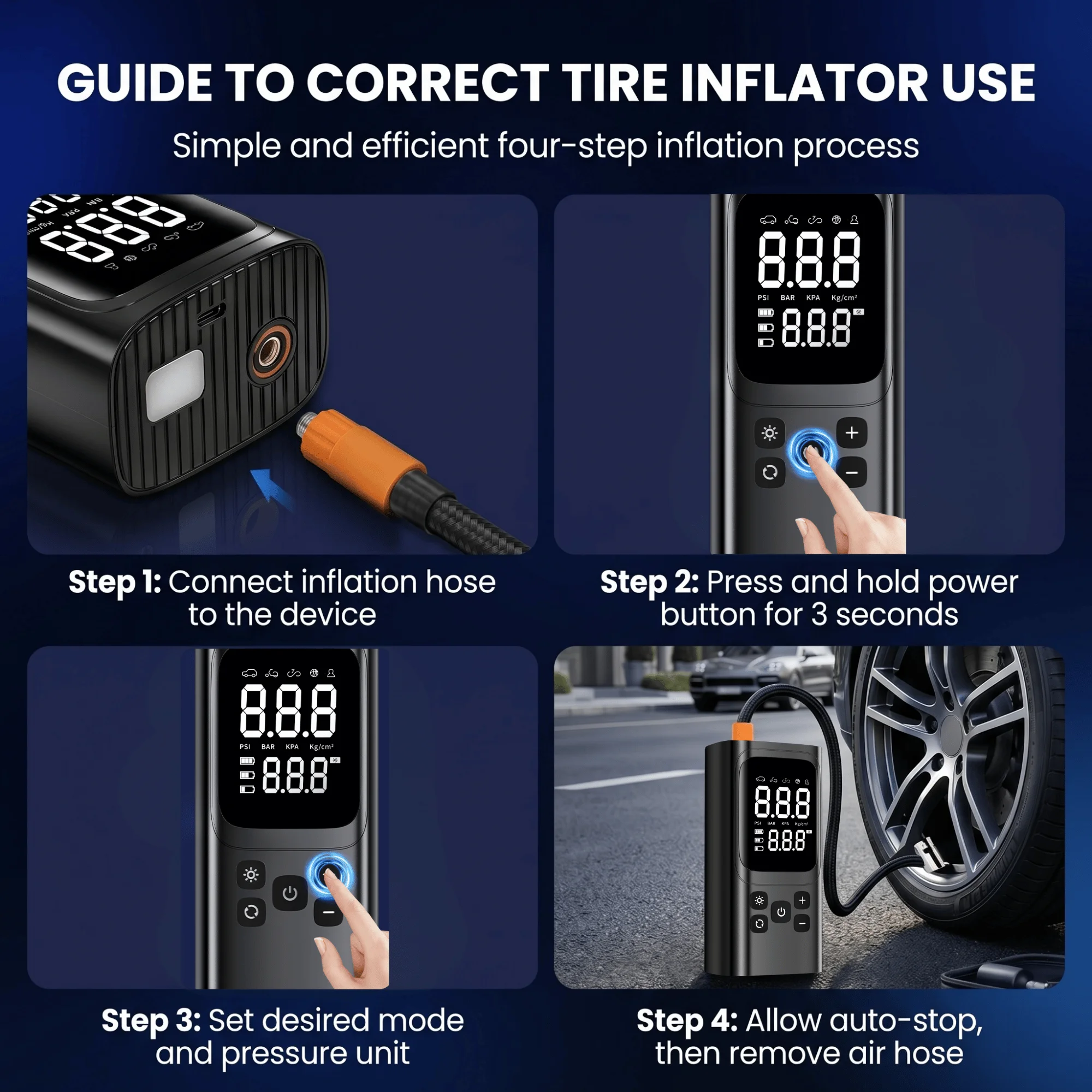 3X Faster Cordless Tire Inflat - огляд і ціна Car Portable Tire Inflator