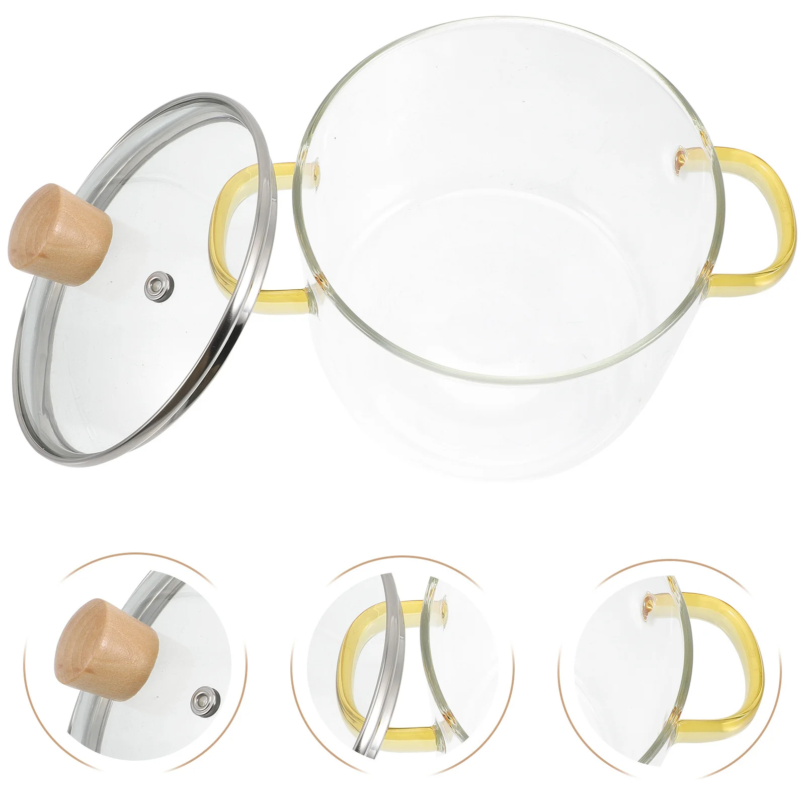 

Glass Stew Pot with Double Handles Clear Heat Resistant Cooking Pot for Soup Noodle Ramen Kitchen Cookware Kitchen Pots