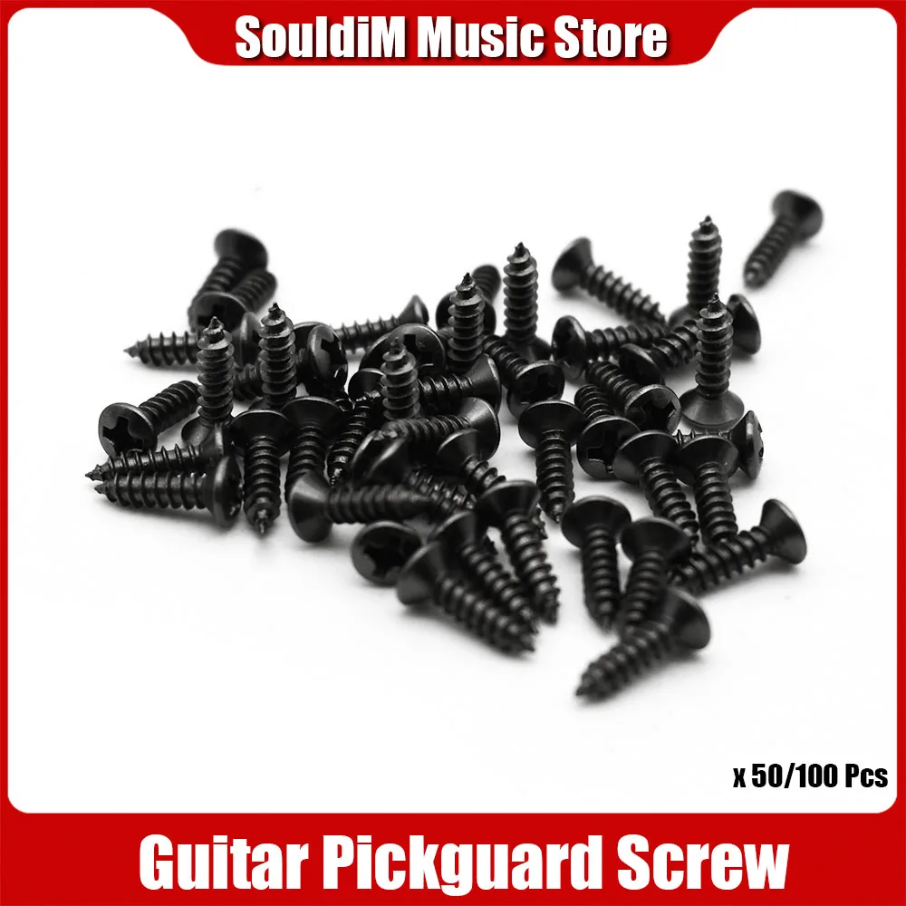 50/100pcs Bass Guitar Pickguard Screws,Cavity Cover Jack Cover Plate screw For Electric Guitar Bass 3*12mm Chrome / Gold / Black